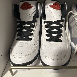 Jordan Kids White and Black Sneakers with Red Accents